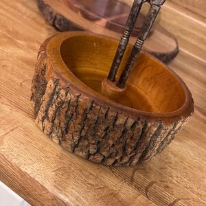 Rustic vintage nut bowl and cracker
